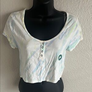 NWT Aeropostale White and Blue Tie-Dye Crop Top Large